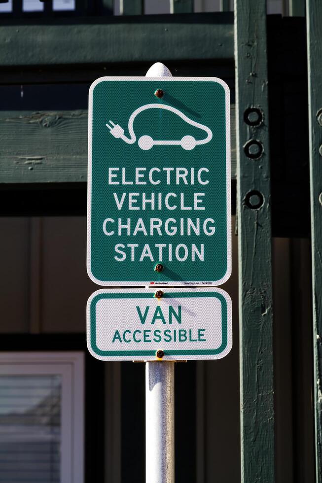 Marina, CA, 2025 - Sign For Electric Vehicle Charging Station At Resort photo