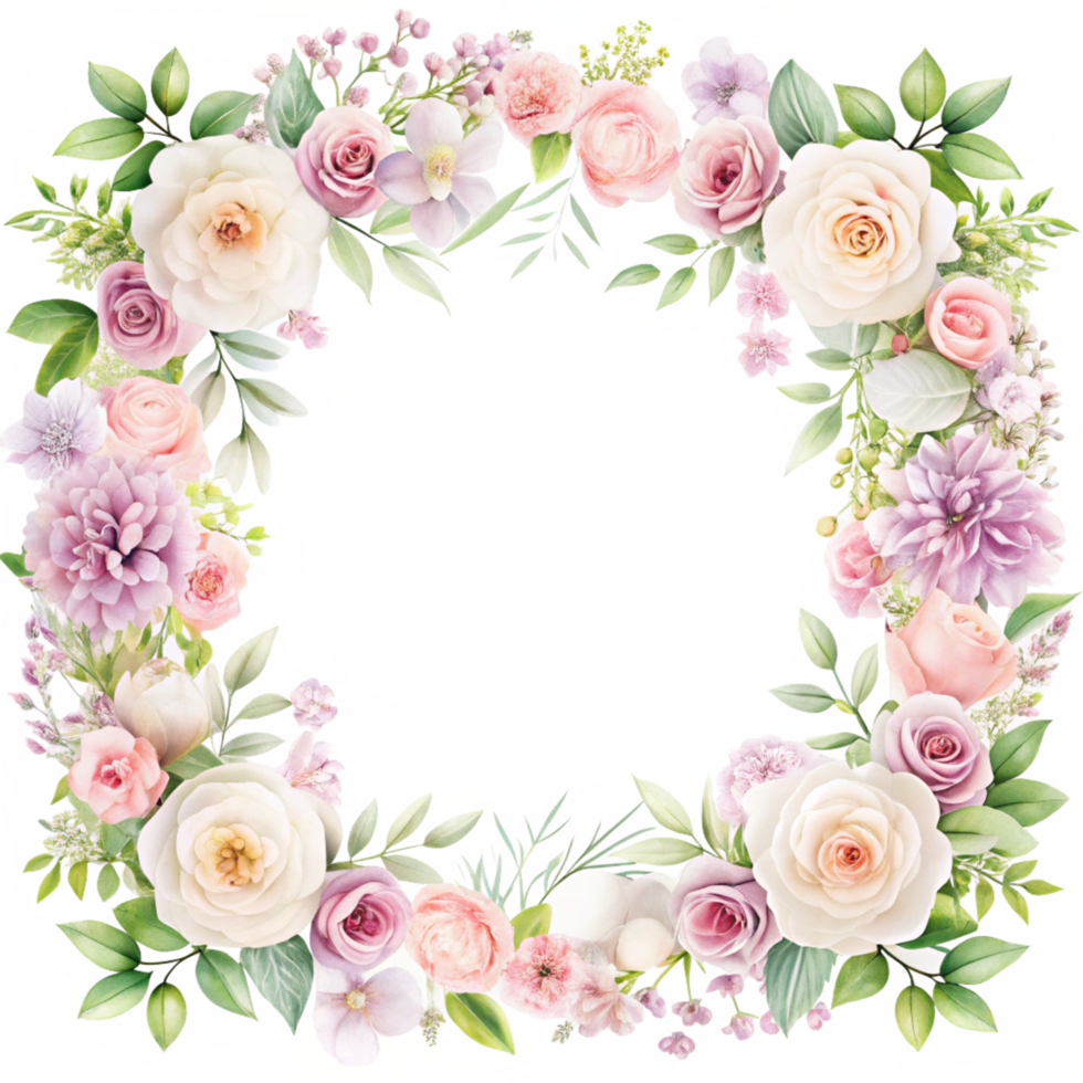 illustrate a hand drawn floral border frame for fashion is isolated on transparent background png