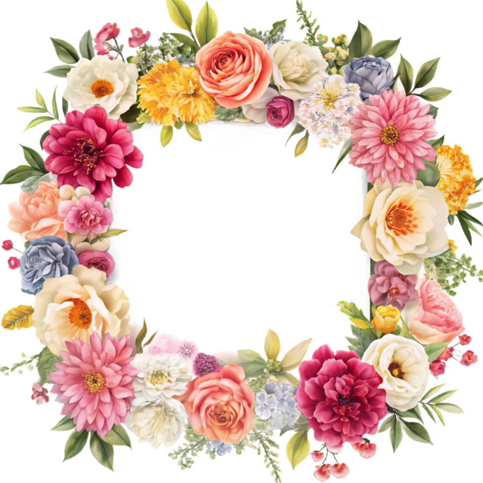 charming flower corner boarder frame is isolated on transparent background png