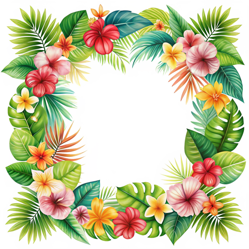 illustrate topical floral border frame is isolated on transparent background png