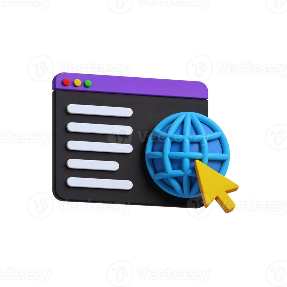 Modern design of a web browser interface with a globe icon png