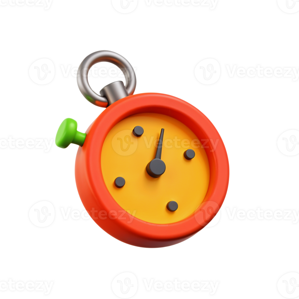 Colorful stopwatch with green button and unique design in bright hues png