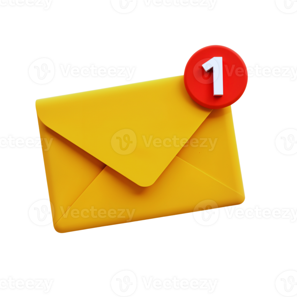Yellow Envelope with Notification Alert Icon png