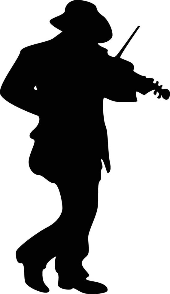 Silhouette of a man playing violin vector