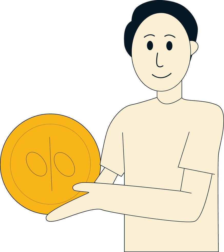 Business Finance Character with Coin. vector