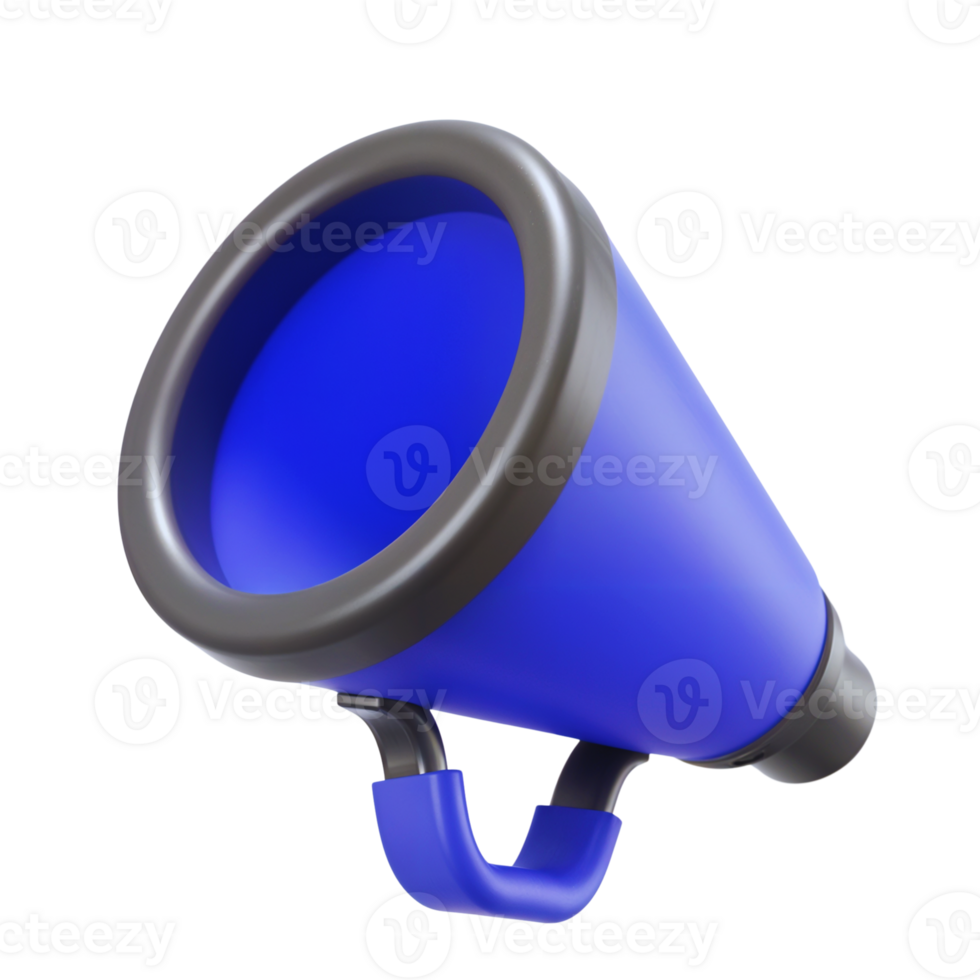 Bright blue megaphone used for announcements during events png