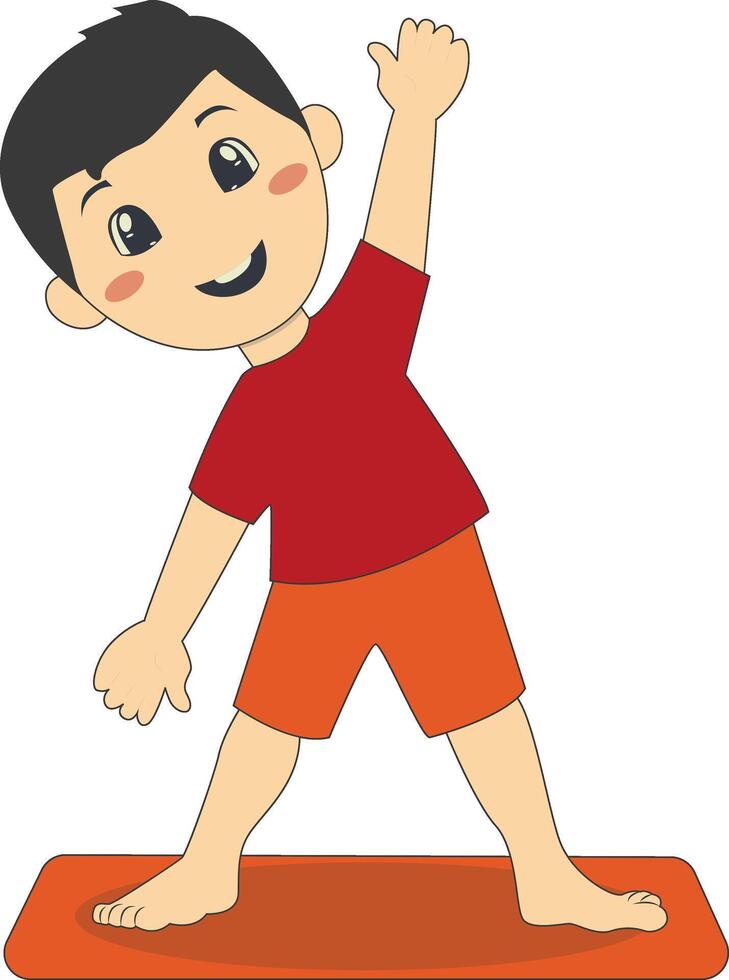 Illustration of Cute Boy Exercise Yoga vector