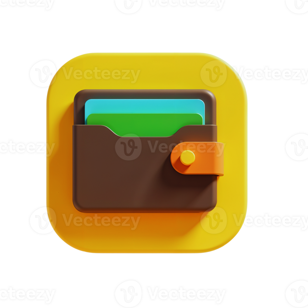 Digital wallet icon featuring multiple cards on a bright background png
