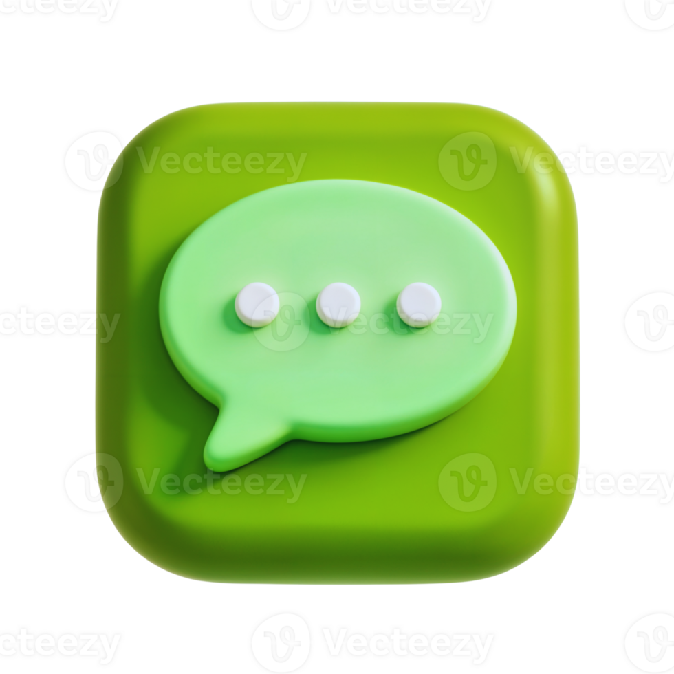 Green chat icon with three dots for messaging apps png