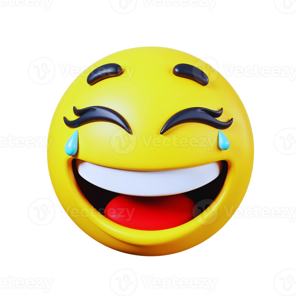 Joyful Yellow Face with Laughing Expression and Tears png
