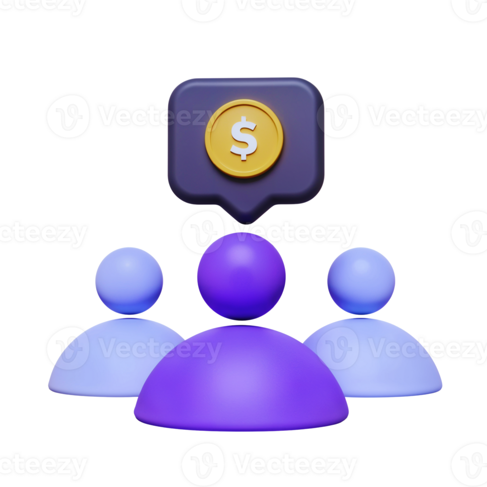 Three Figures with Financial Speech Bubble png