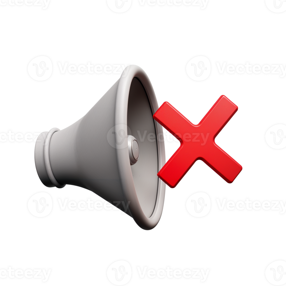 Loudspeaker with a red cross symbolizing mute or silence png