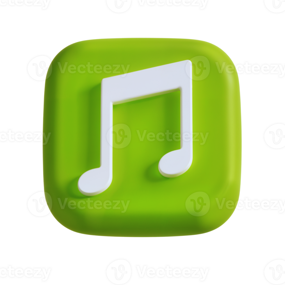 Bright green music note icon with clean design and smooth edges png