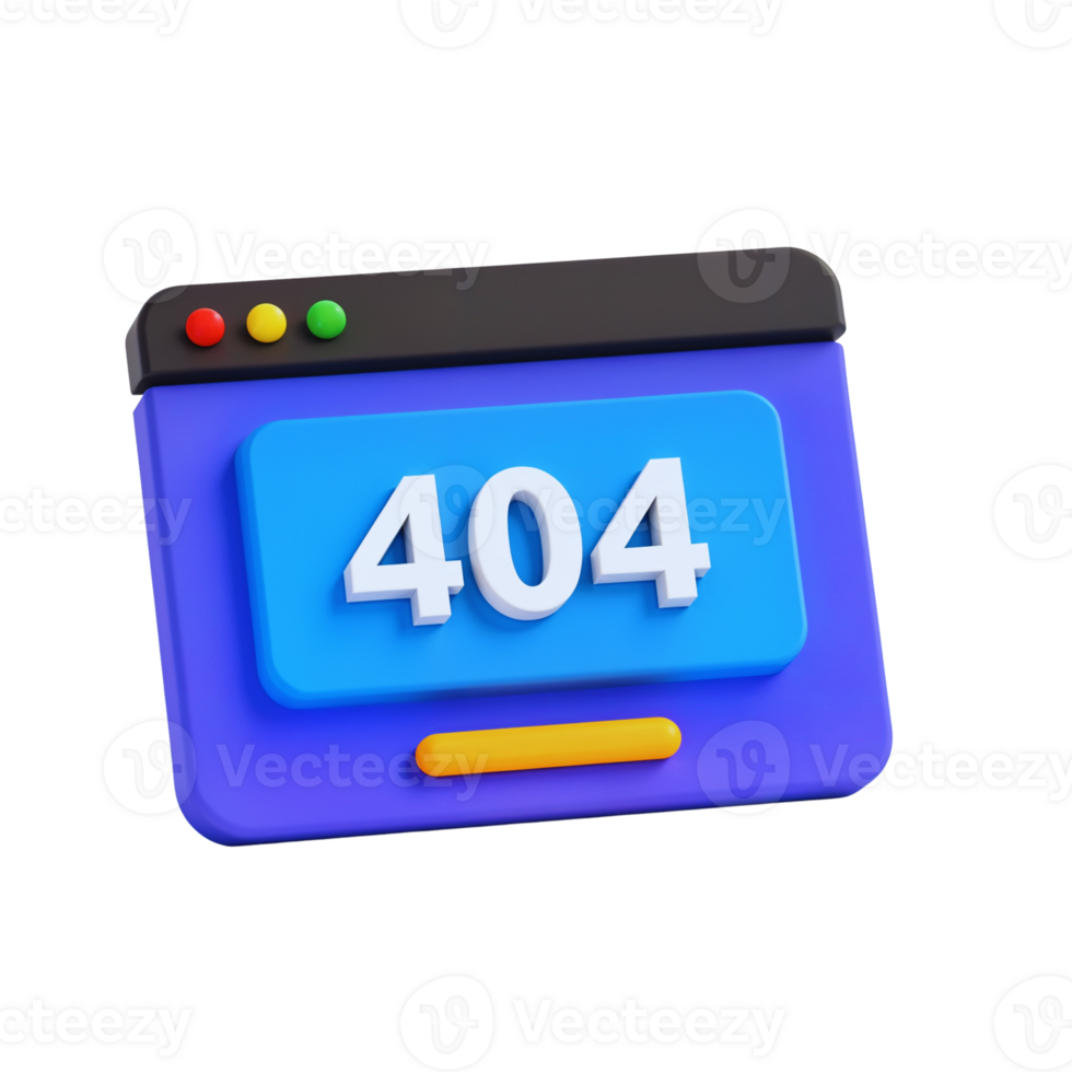 Colorful 404 Error Page Symbol in 3D Design png