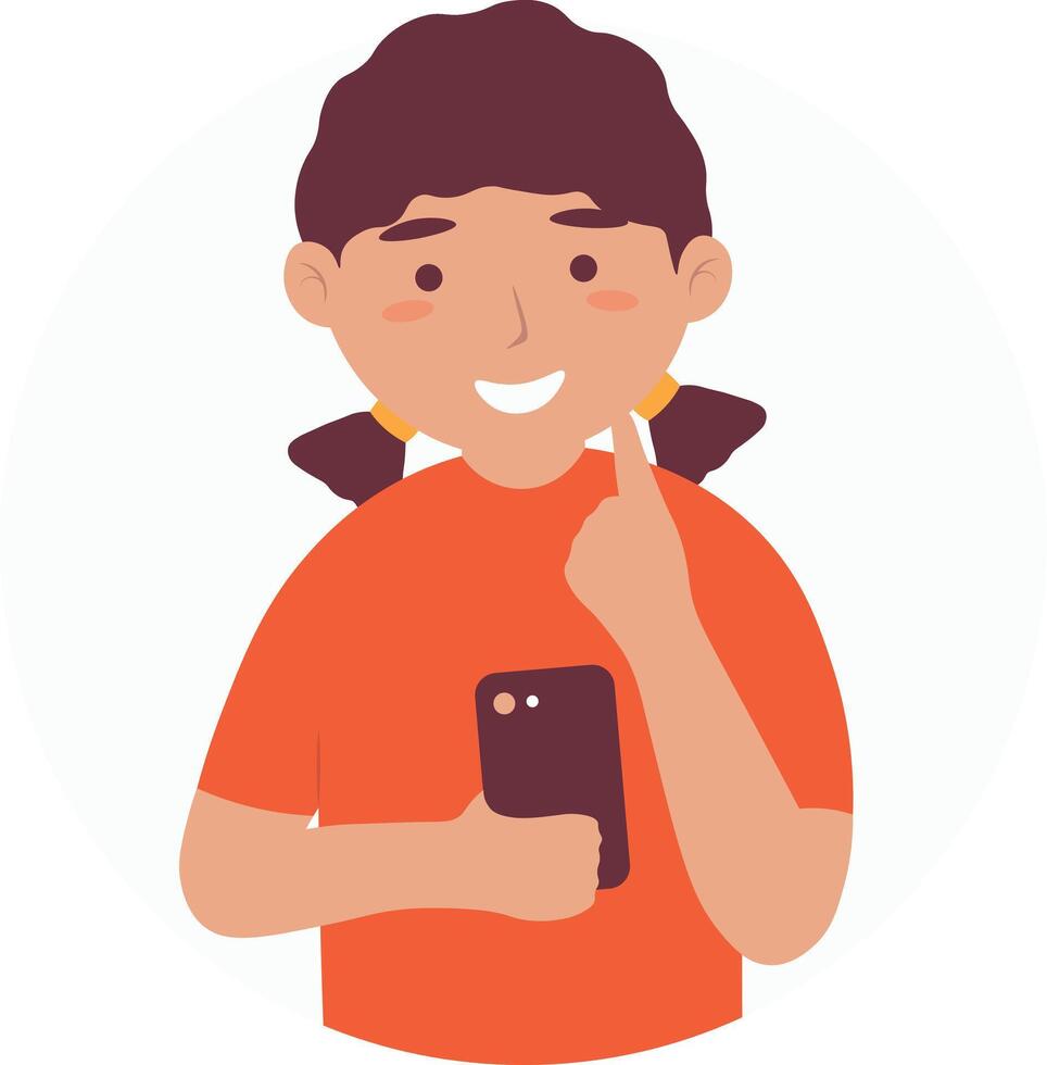 Children Smartphone Addiction in Flat Design vector