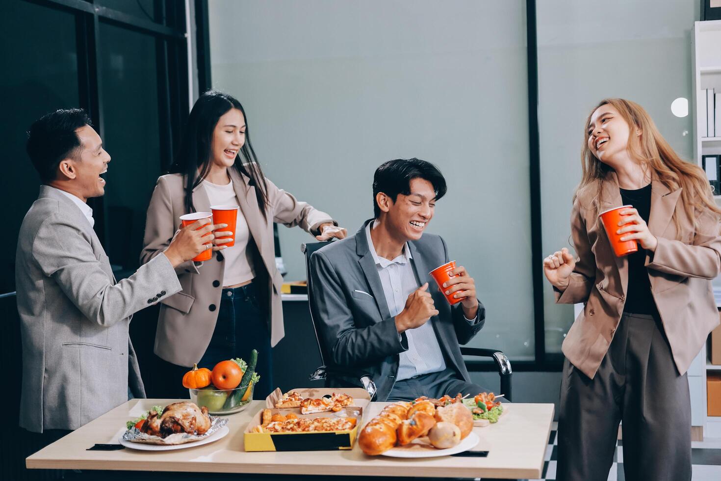 Business people having fun at the office photo