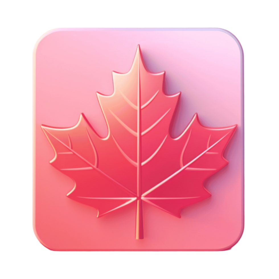 Glossy Autumn Maple Leaf in Rounded Square Frame png