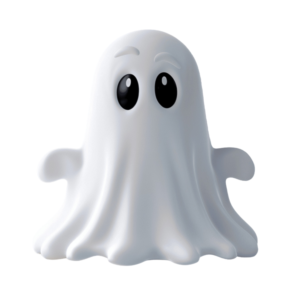 Playful Halloween Ghost Character with Black Eyes png