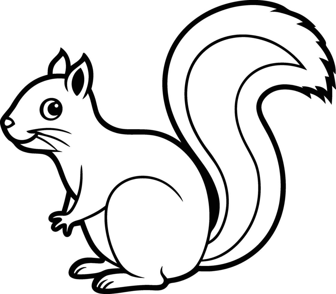 Cute Squirrel Line Art - Autumn and Fall Season Illustration vector