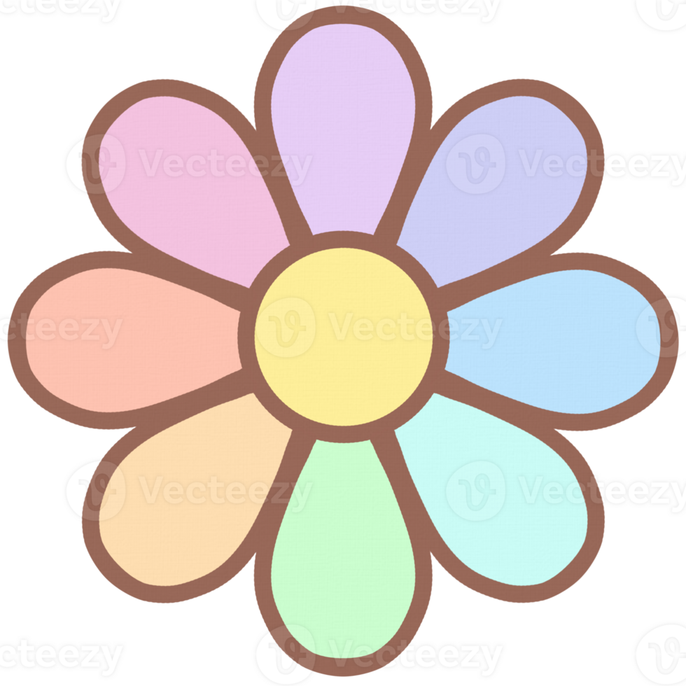 Pastel Rainbow Flower Cute Hand Drawn Element png