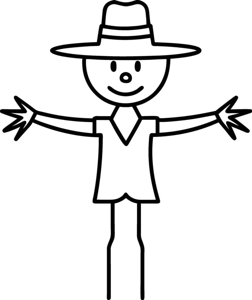 Simple Scarecrow Line Art - Autumn and Fall Season Illustration vector