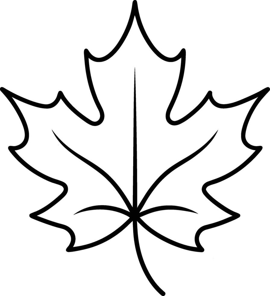 Maple Leaf Outline - Minimalist Black Line Art vector