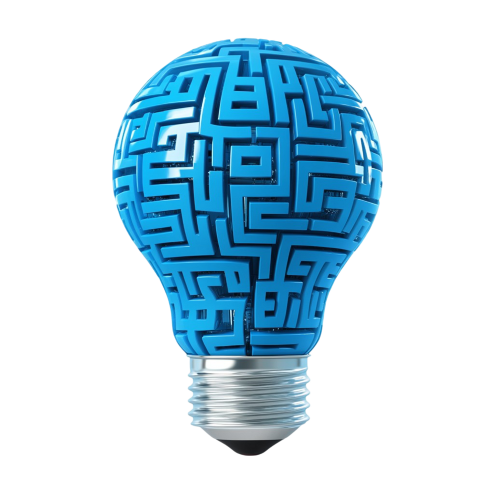 Detailed Maze Patterned Blue Lightbulb png