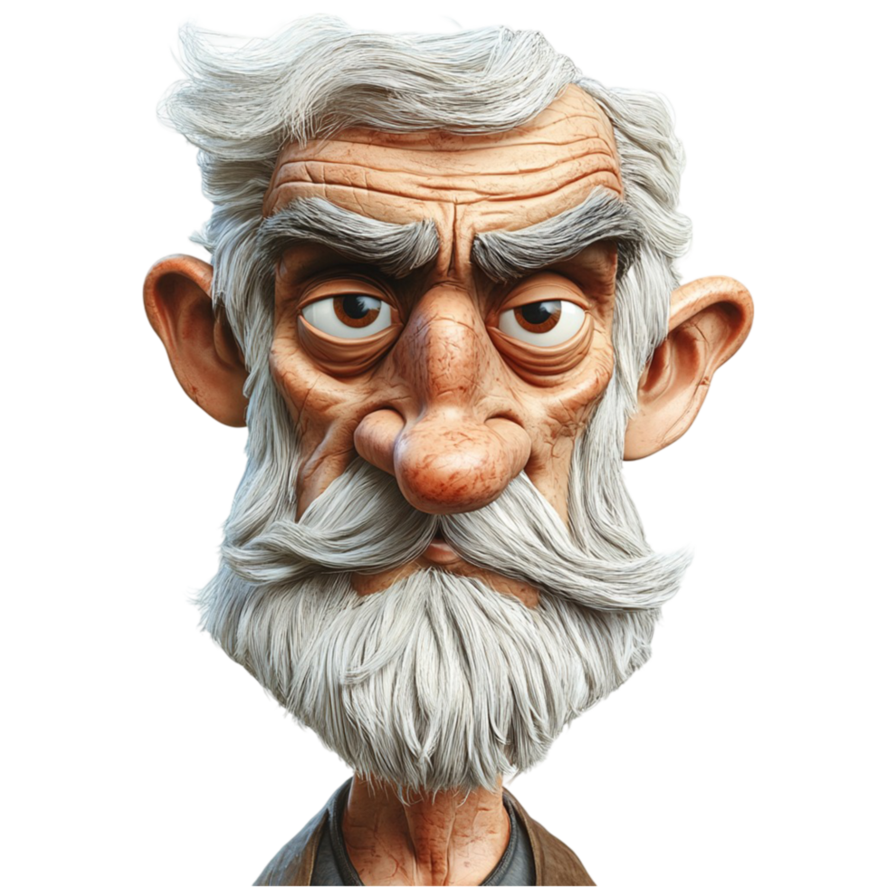 Elderly Man with White Beard and Expressive Eyes png