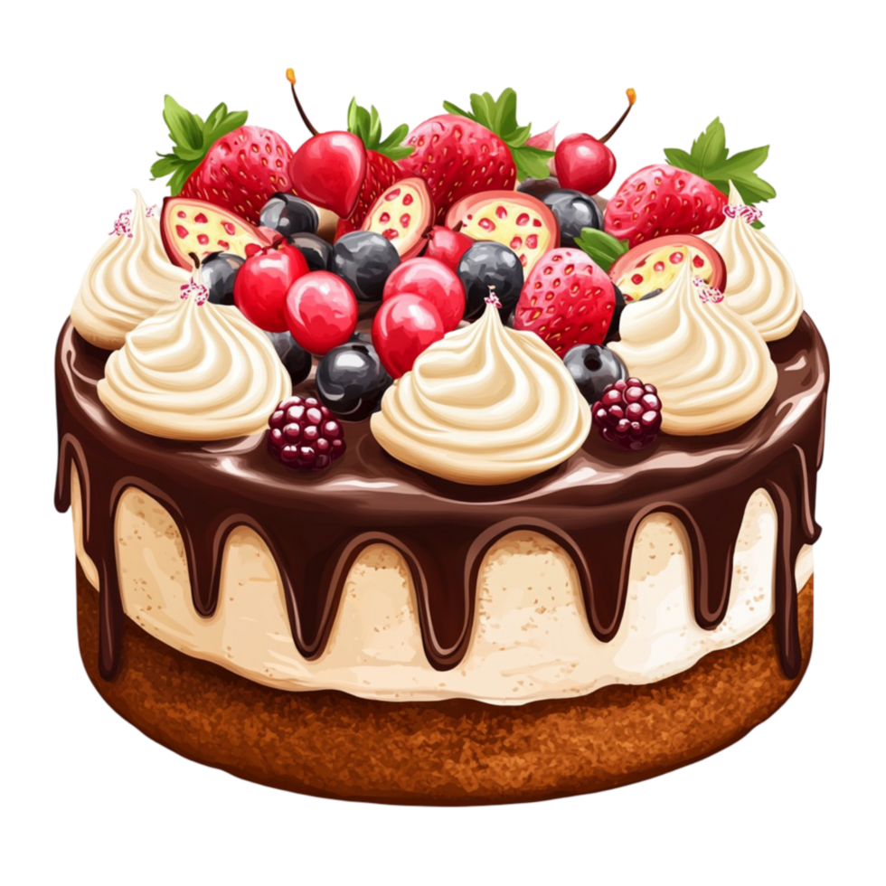Strawberry and Chocolate Drip Cake png
