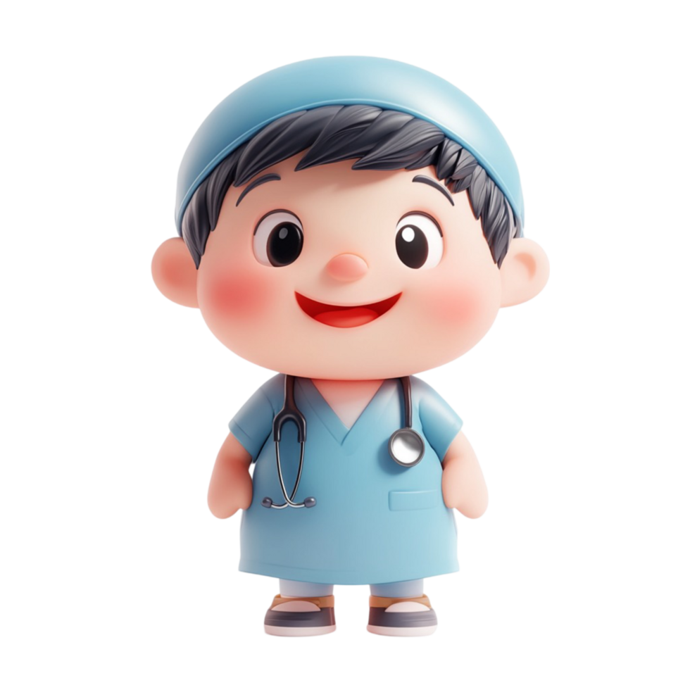 Friendly Cartoon Doctor Character with Stethoscope png