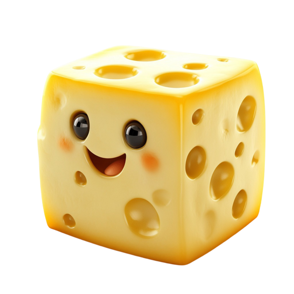 Smiling Cube of Swiss Cheese png