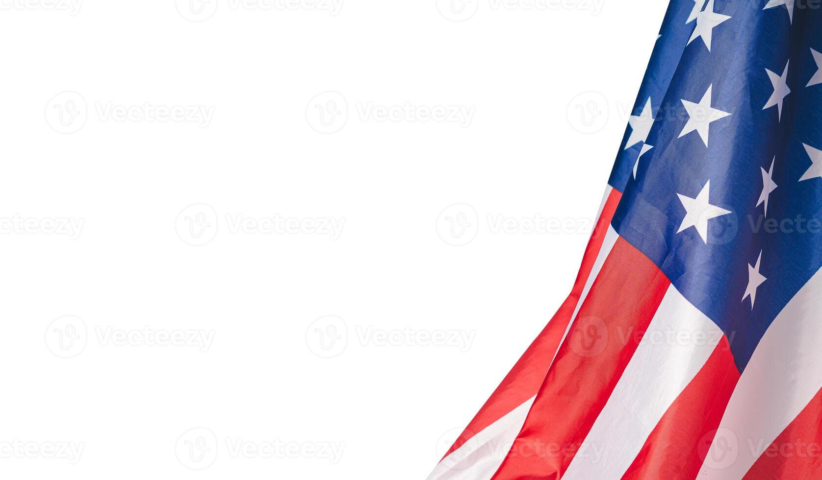 Part of the American flag is on a white background photo