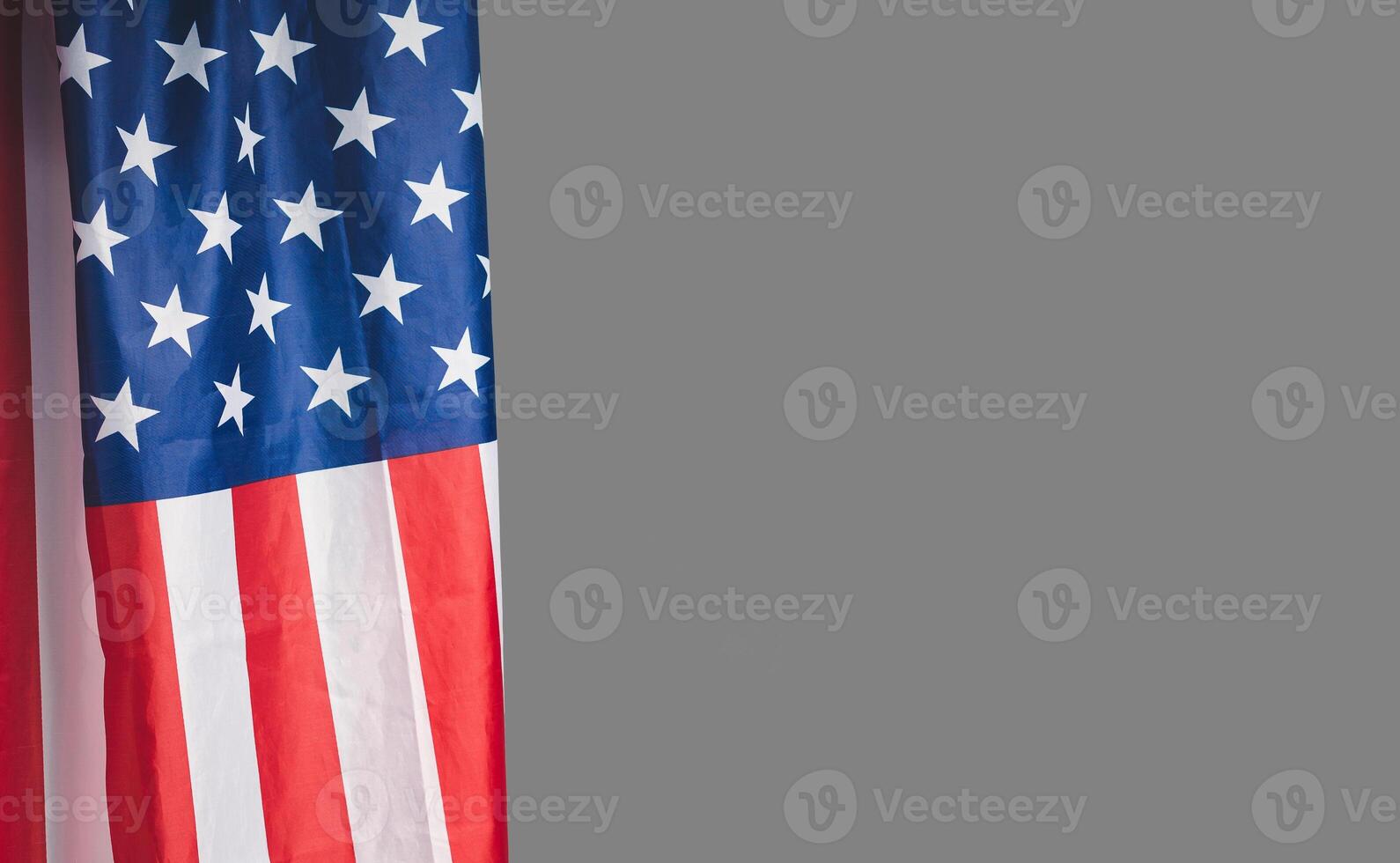 Part of the American flag is on a gray background photo
