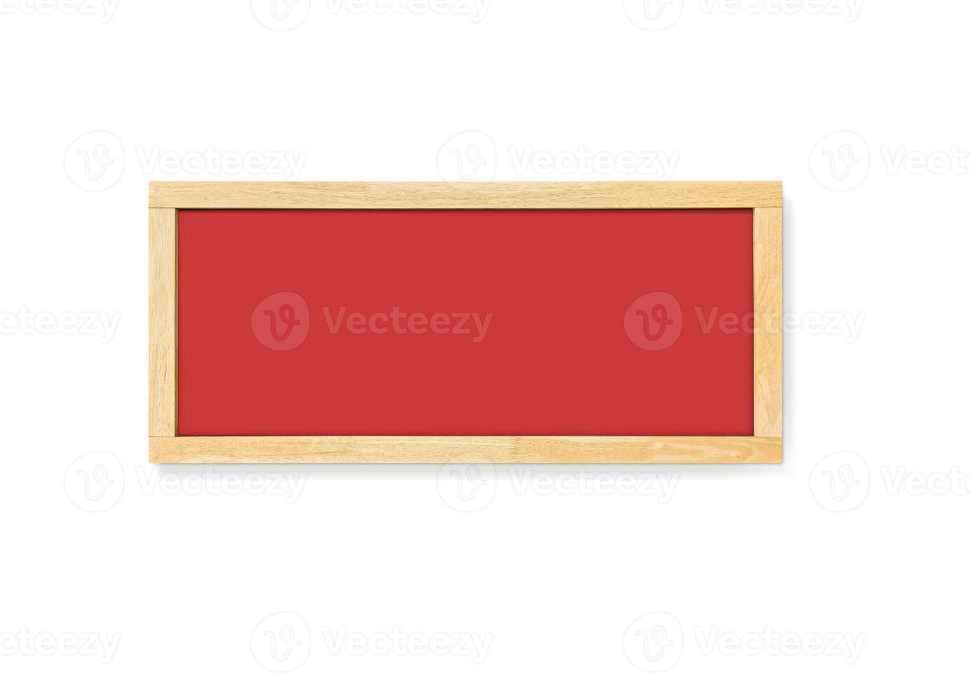 Vintage red wooden blackboard. Blank board isolated on white background. There is space for text. photo