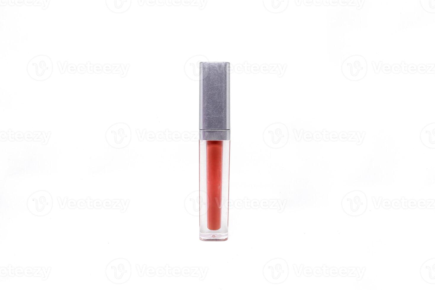 A lip gloss in a clear tube on a white background photo