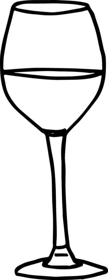 Simple drawing of a wine glass filled with liquid doodle ink hand drawn clipart vector