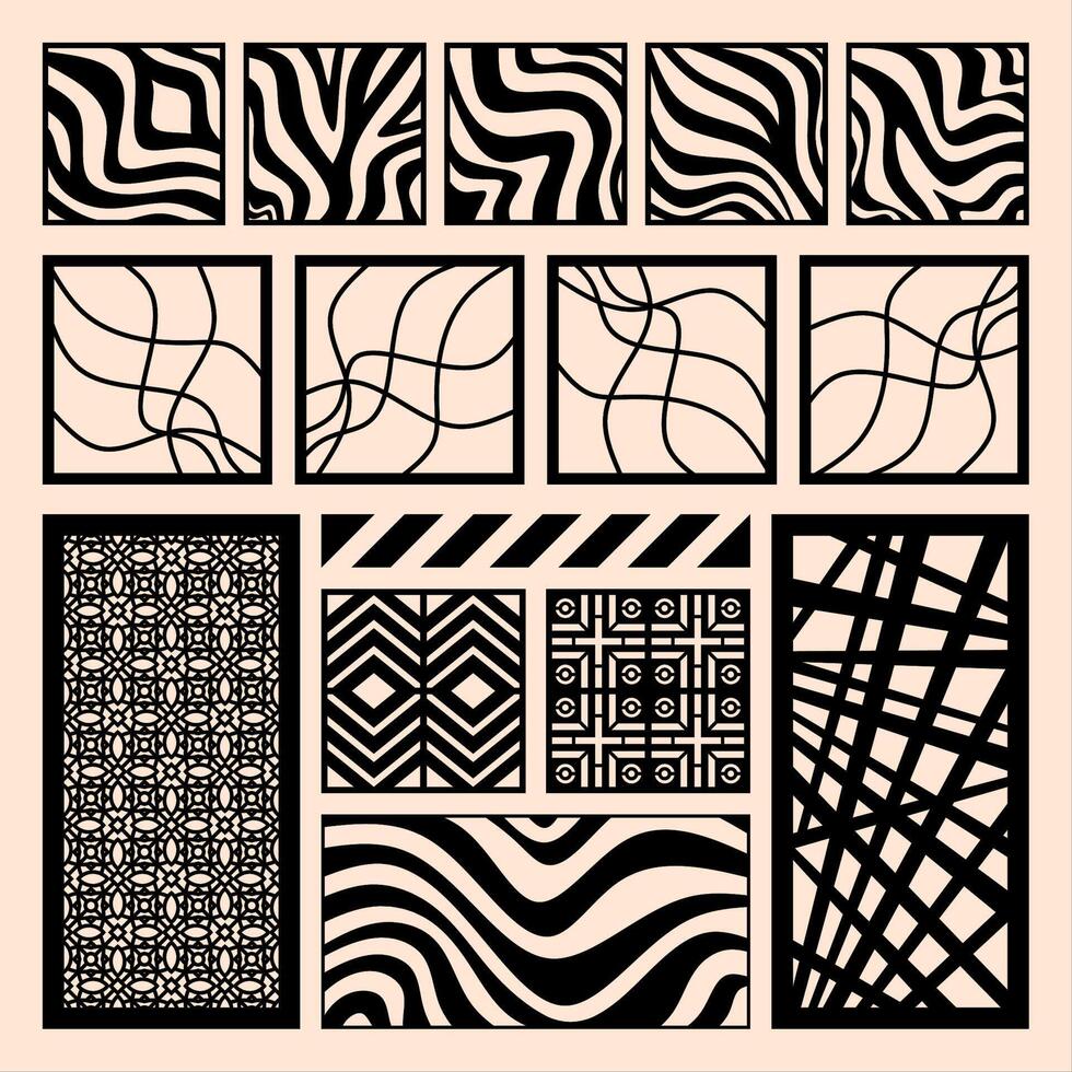 Modern Aesthetics Striking Black and Beige Laser Cut Designs Collection vector