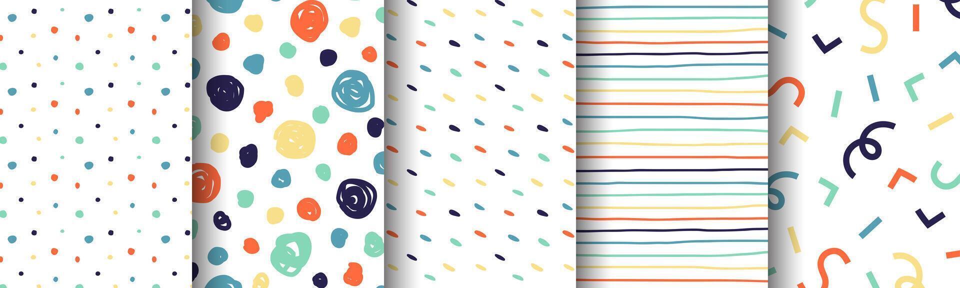 Collection of colorful geometric abstract patterns vector