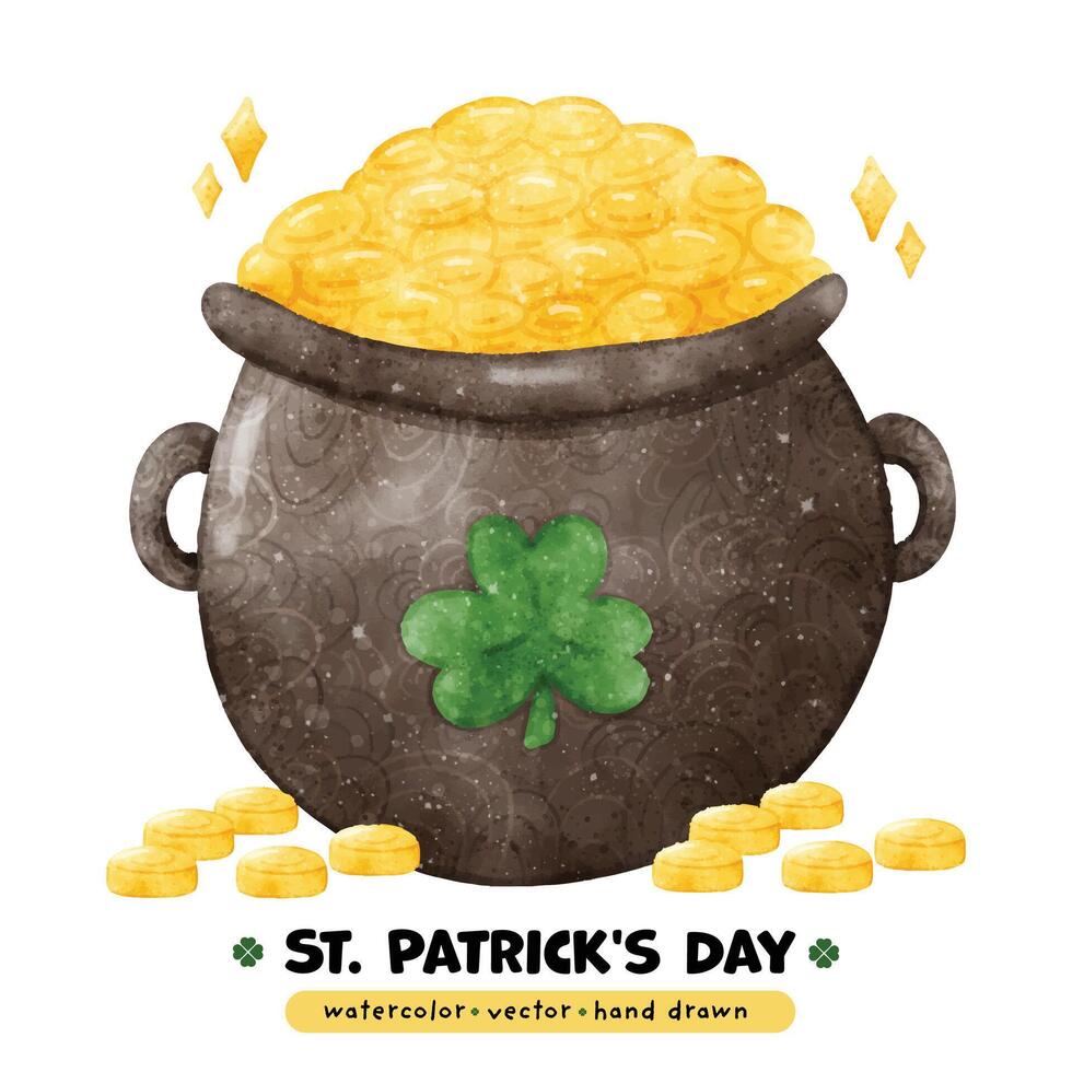 Happy St. Patrick's Day Leprechaun with Pot of Gold vector