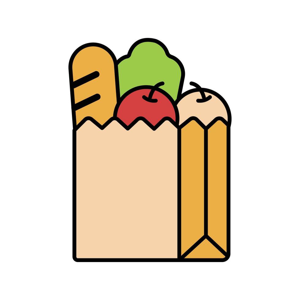 Grocery Bag with Food Items vector