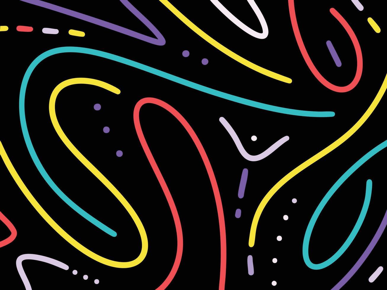 modern abstract wallpaper with vibrant colorful line shapes on black background vector