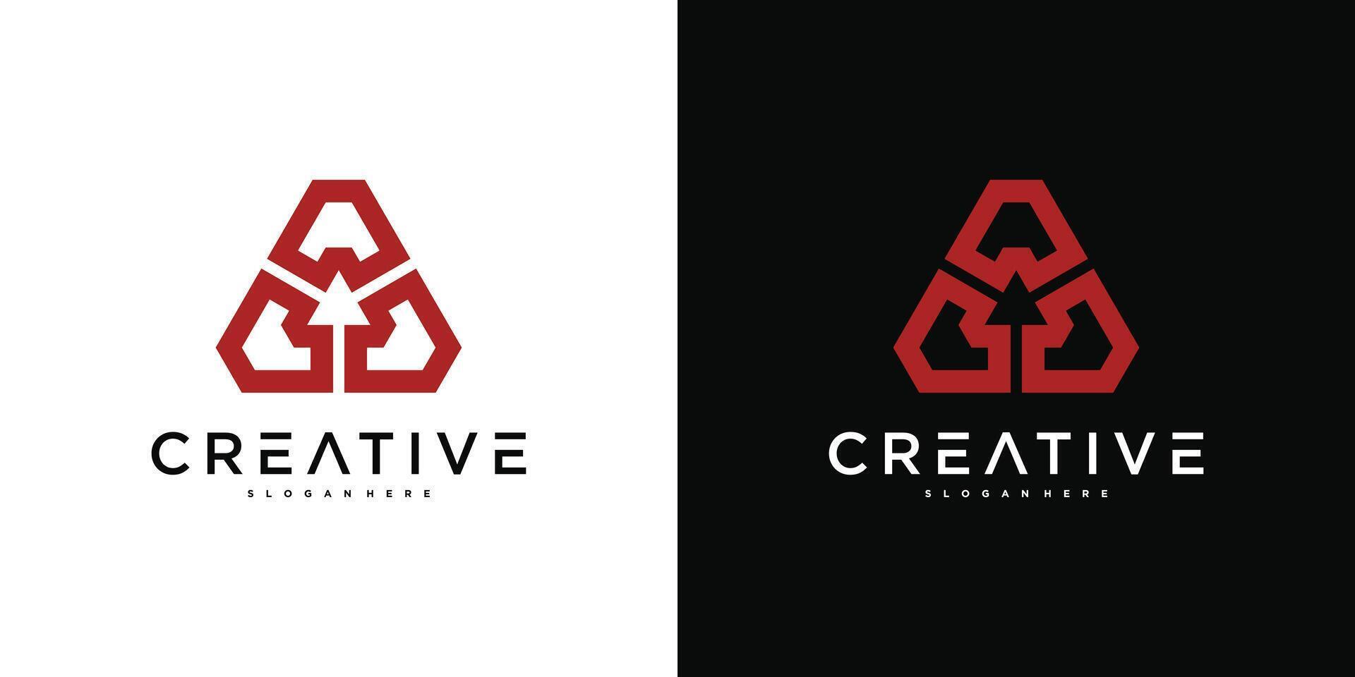 Company logo design, abstract triangle. Premium vector