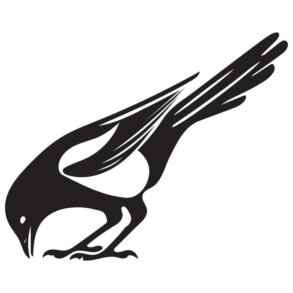 Charming Eurasian Magpie Illustration with Playful Magpie Clip Art vector