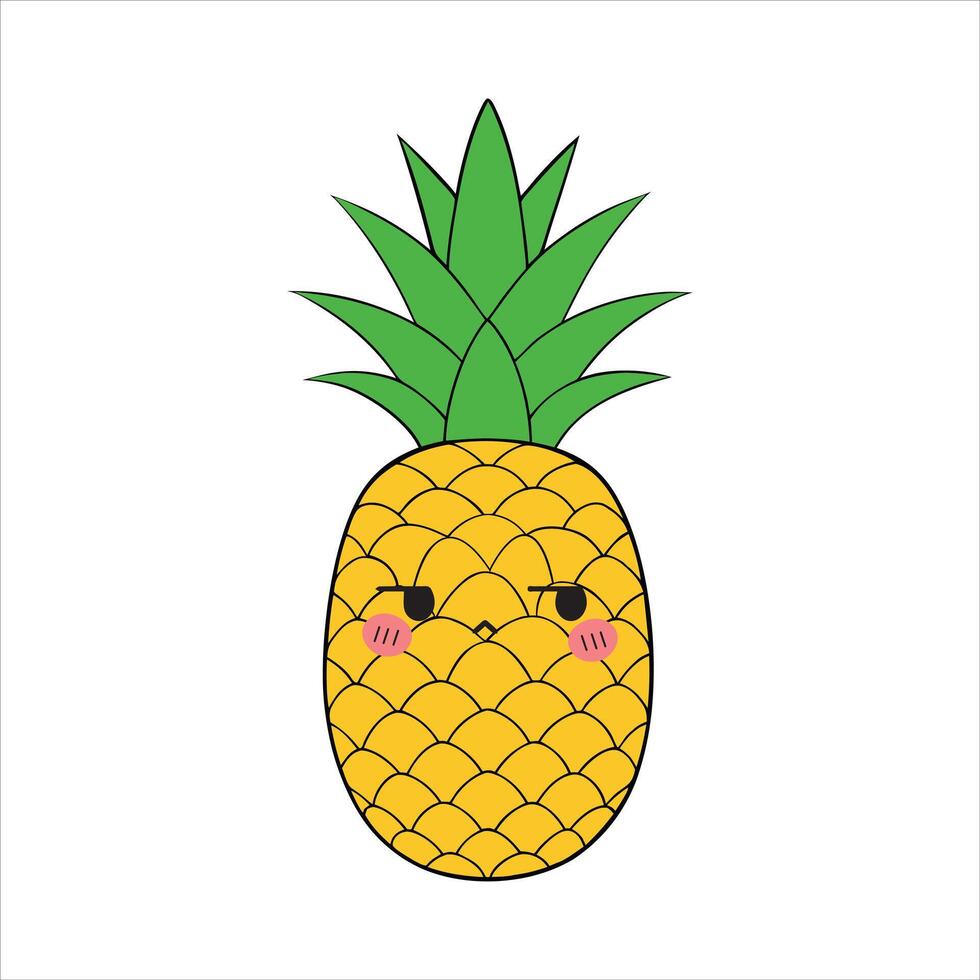 Kawaii Pineapple with Cute Face and Vibrant Style vector