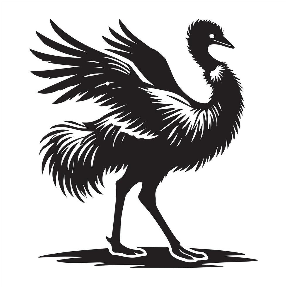 Emu Silhouette Design for Cute Bird Art vector