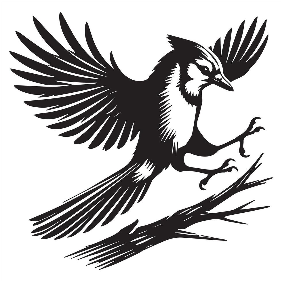 Silhouette of a Canada Jay Bird vector