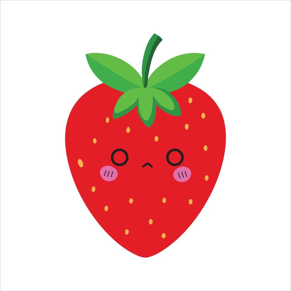 Kawaii Strawberry Face Isolated Design with Charming Details vector