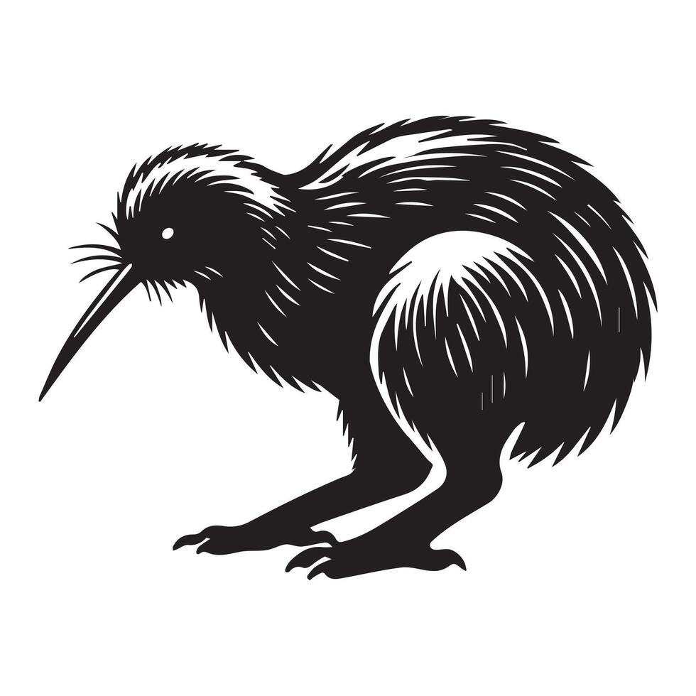 Minimalist Kiwi Bird Silhouette Design with Cute Details vector