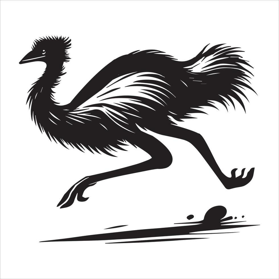 Cute Emu Silhouette for Fun Bird Illustration vector