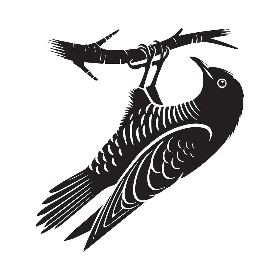 Common Cuckoo Silhouette Design with Playful Cuckoo Illustration vector
